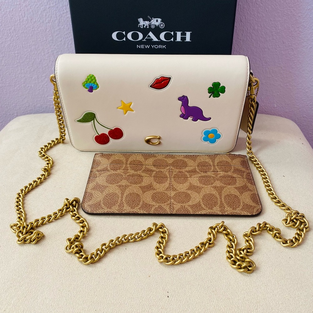 Coach Mila Crossbody Bag with Sticker Print Brass/Chalk Multi